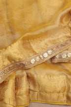 Golden Glow: Elegant Yellow Banarasi Tissue Saree - Luxurion World