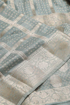 Elegant Grey Banarasi Bandhani Pure Chiniya Silk Saree - Luxurion World
