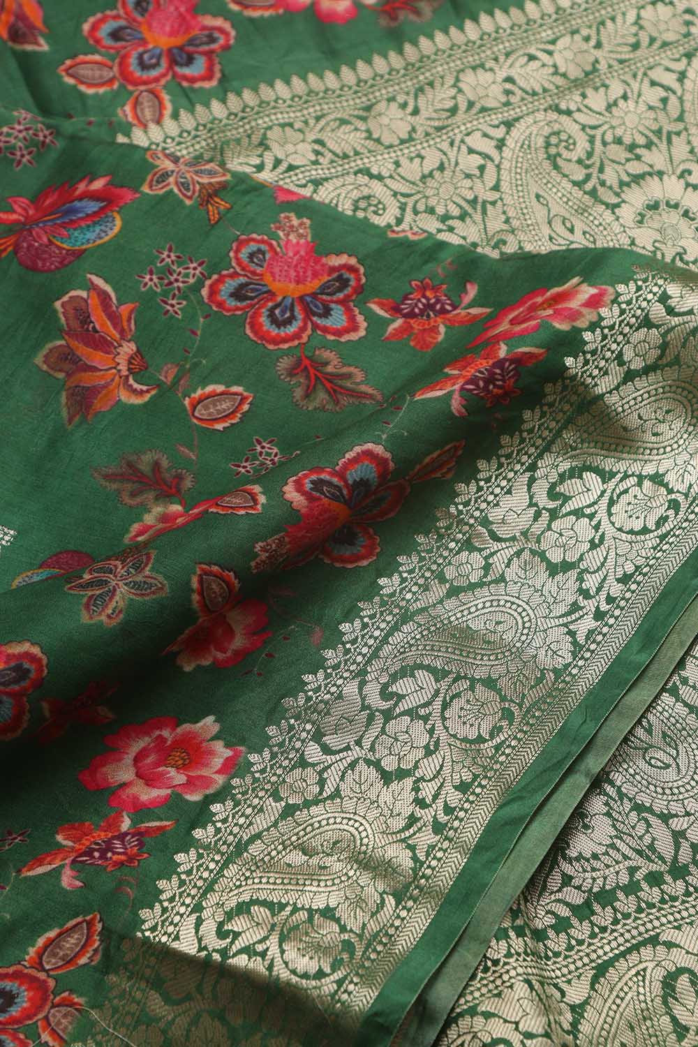 Blue Banarasi Bandhani Pure Chiniya Silk Saree - Luxurion World