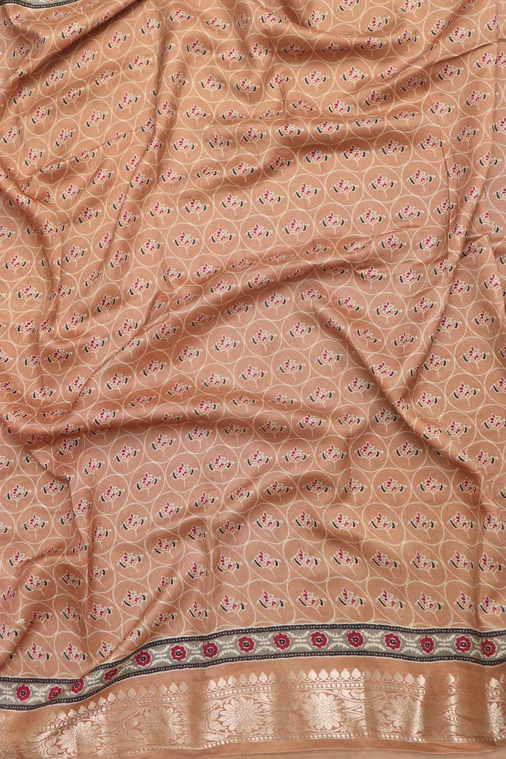 Beautiful Pink Banarasi Bandhani Pure Chiniya Silk Ajrakh Design Saree - Luxurion World