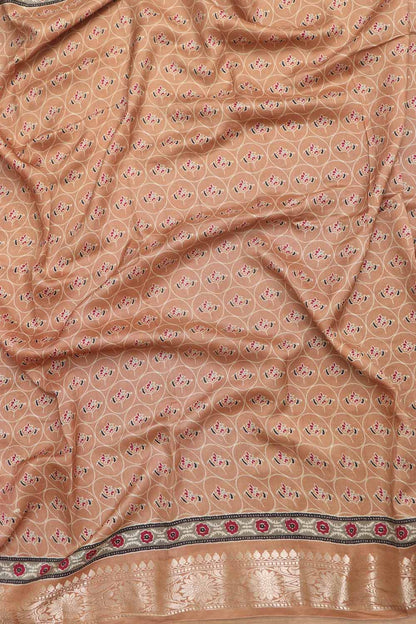 Beautiful Pink Banarasi Bandhani Pure Chiniya Silk Ajrakh Design Saree - Luxurion World