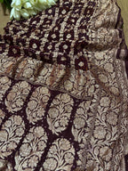 Maroon Banarasi Bandhani Pure Georgette Dupatta - Luxurion World- Crafted Heirlooms