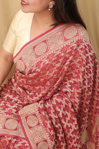 Stunning Pink Banarasi Bandhani Georgette Saree - Luxurion World