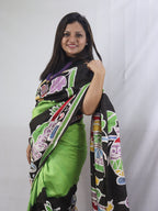 Stunning Green Hand Batik Murshidabad Silk Saree - Perfect for Any Occasion! - Luxurion World