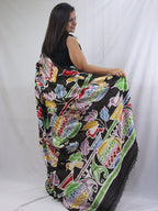 Stunning Green Hand Batik Murshidabad Silk Saree - Perfect for Any Occasion! - Luxurion World