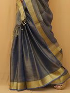 Blue Linen Tissue Silk Saree - Luxurion World