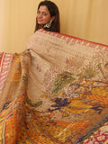 Multicolor Digital Printed Linen Saree - Luxurion World