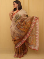 Multicolor Digital Printed Linen Saree - Luxurion World