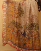 Multicolor Digital Printed Linen Saree - Luxurion World