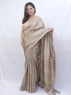 Exquisite Pastel Handloom Bhagalpur Tussar Ghicha Silk Saree - Luxurion World