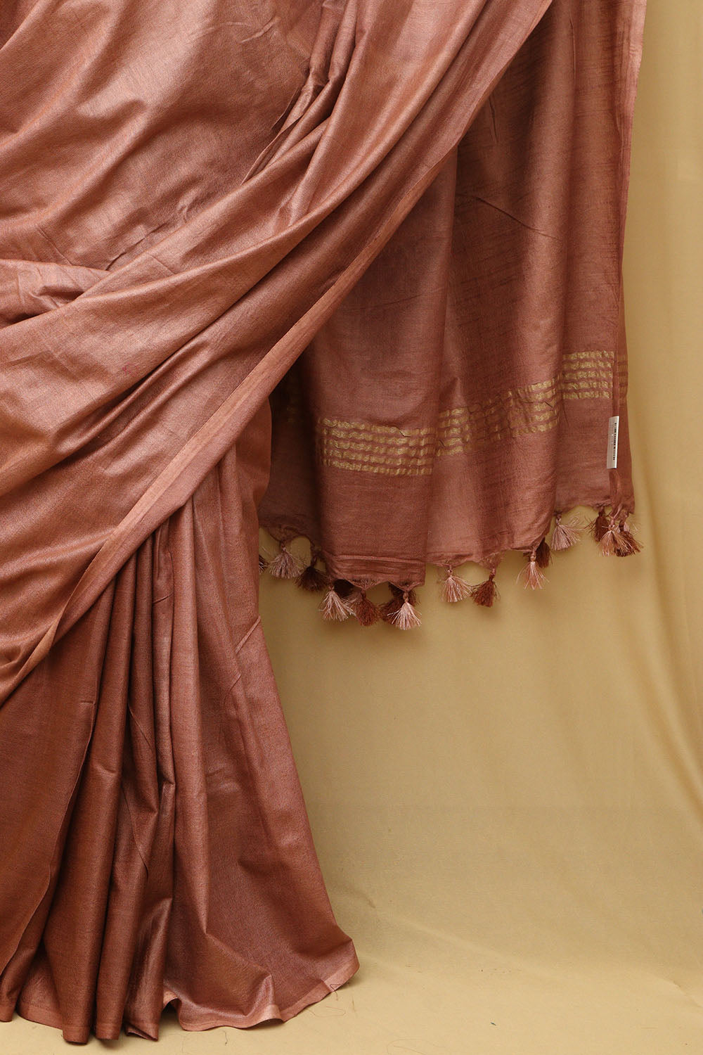 Elegant Brown Linen Cotton Shaded Saree from Bhagalpur - Luxurion World