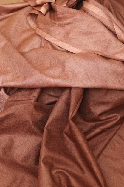 Elegant Brown Linen Cotton Shaded Saree from Bhagalpur - Luxurion World