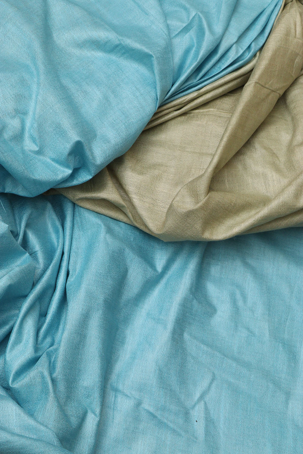 1 min Ready To Wear - Grey And Blue Linen Cotton Shaded Saree from Bhagalpur - Luxurion World