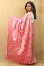 1 Min Ready To Wear - Pink Bhagalpur Silk Saree - Luxurion World