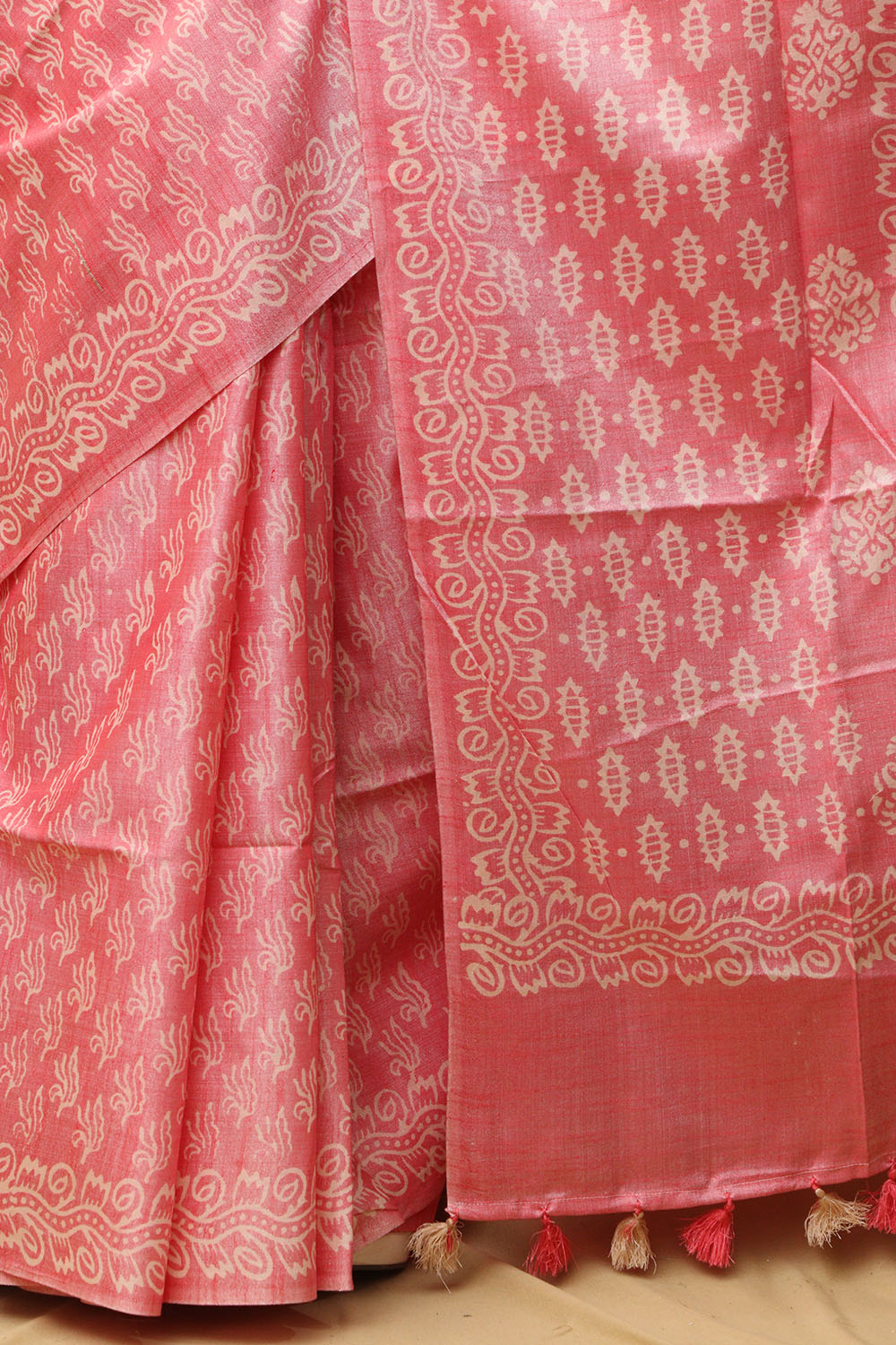 1 Min Ready To Wear - Pink Bhagalpur Silk Saree - Luxurion World