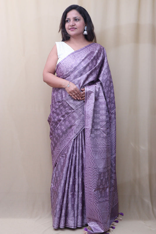 Elegant Purple Bhagalpur Silk Saree