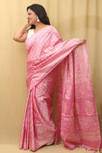 Stunning Pink Bhagalpur Silk Saree - Elegant and Timeless - Luxurion World