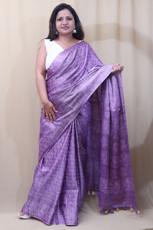 Elegant Purple Bhagalpur Silk Saree