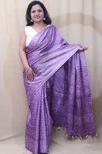 Elegant Purple Bhagalpur Silk Saree - Luxurion World