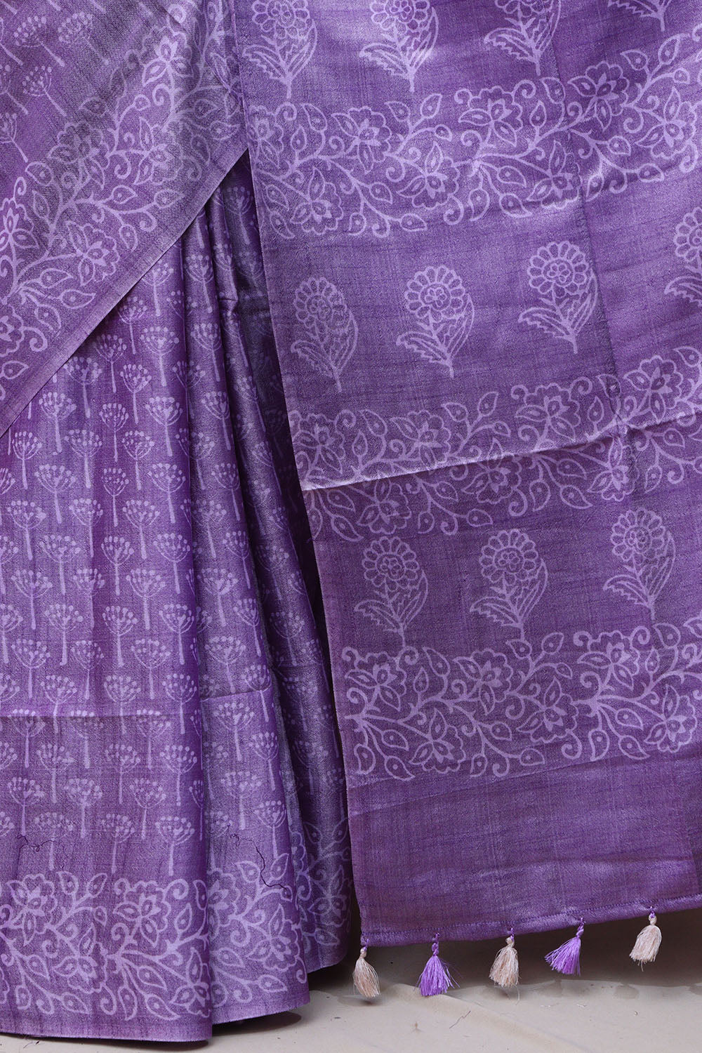 Elegant Purple Bhagalpur Silk Saree - Luxurion World