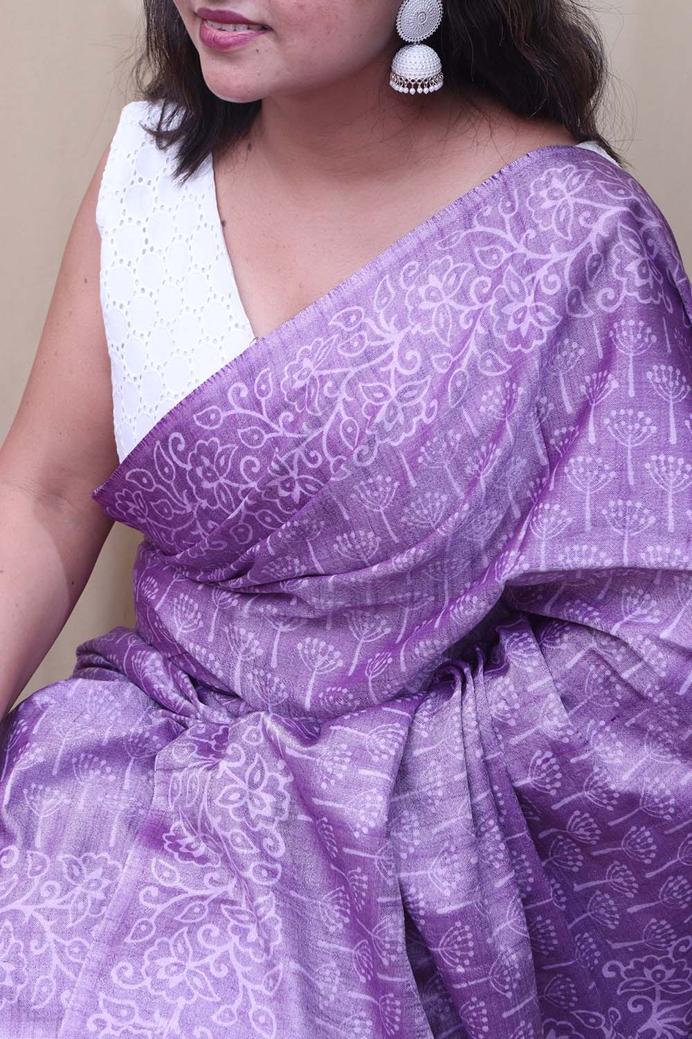 Elegant Purple Bhagalpur Silk Saree - Luxurion World