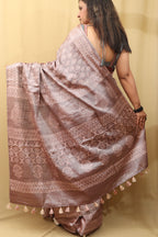 Soft and Elegant Pastel Bhagalpur Silk Saree - Luxurion World