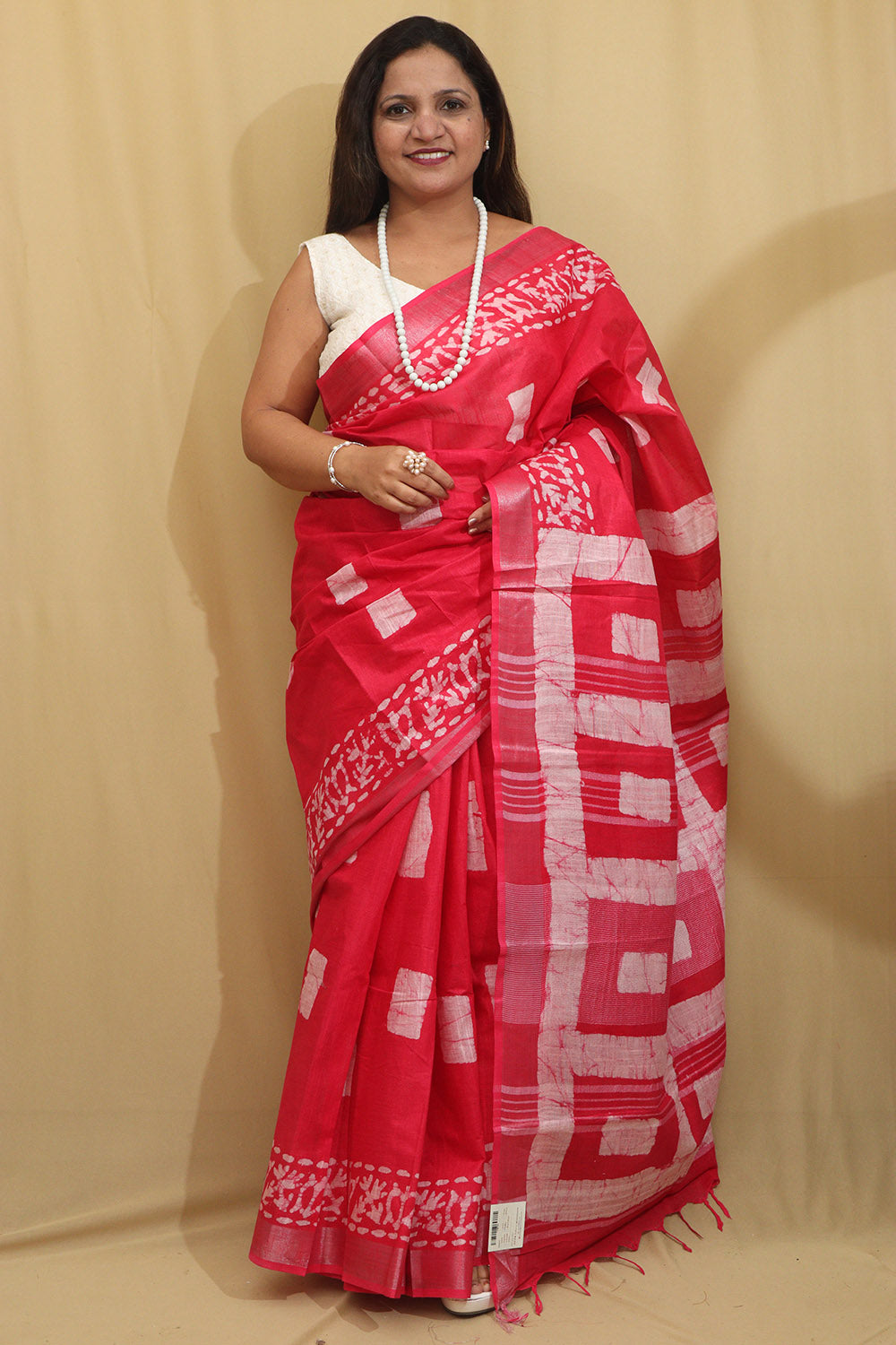 Elegant Pink Bhagalpur Linen Saree - Luxurion World