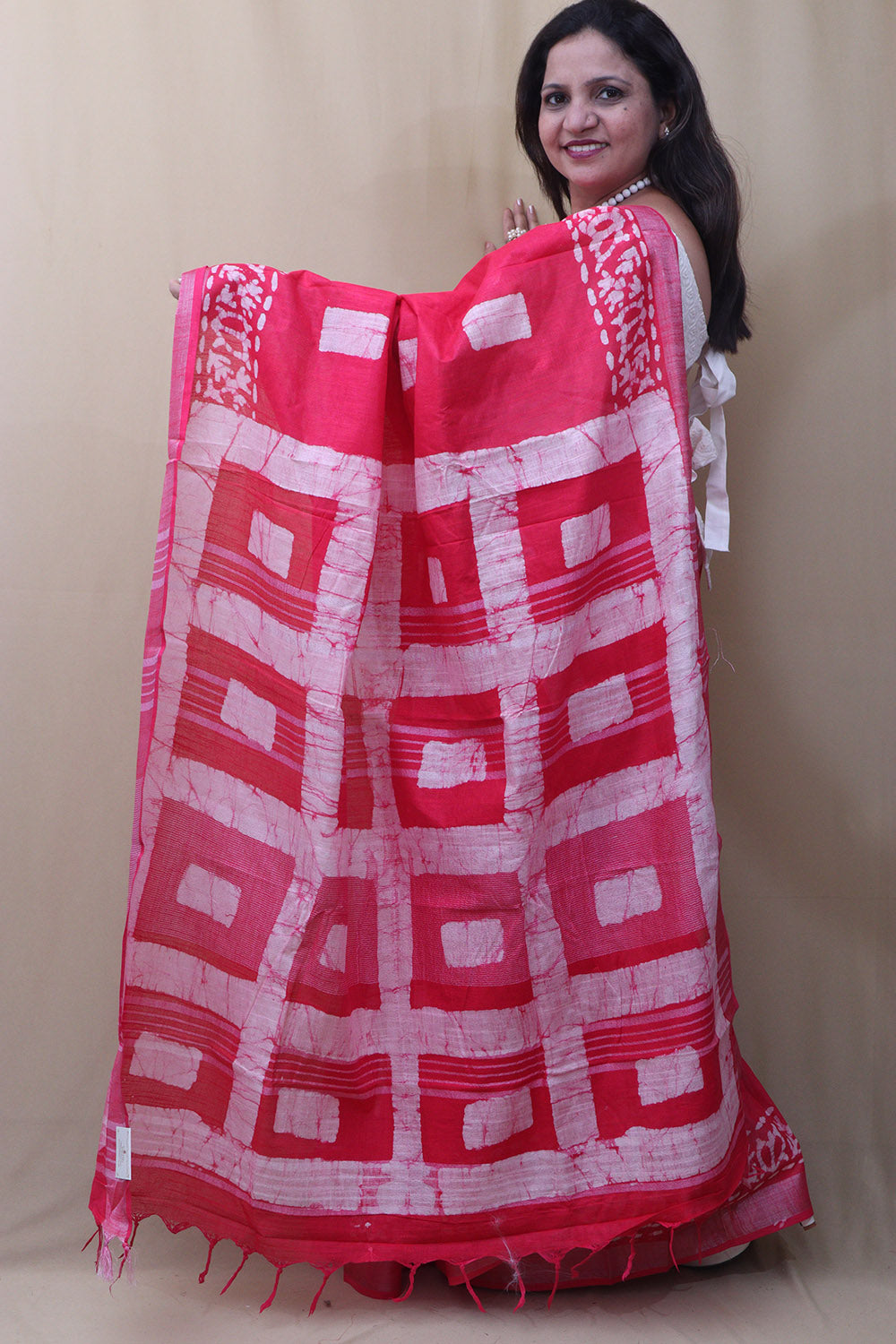 Elegant Pink Bhagalpur Linen Saree - Luxurion World