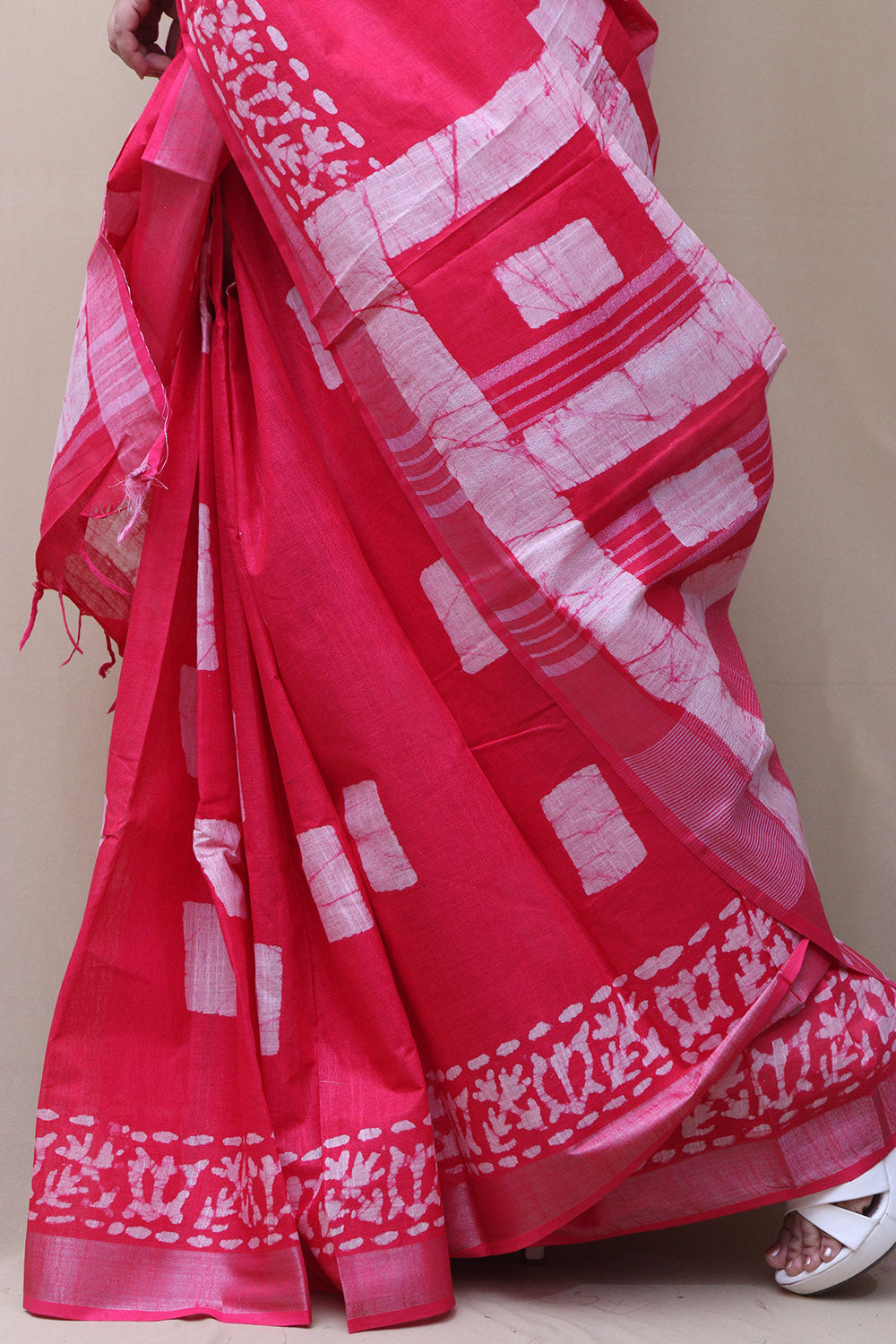 Elegant Pink Bhagalpur Linen Saree - Luxurion World