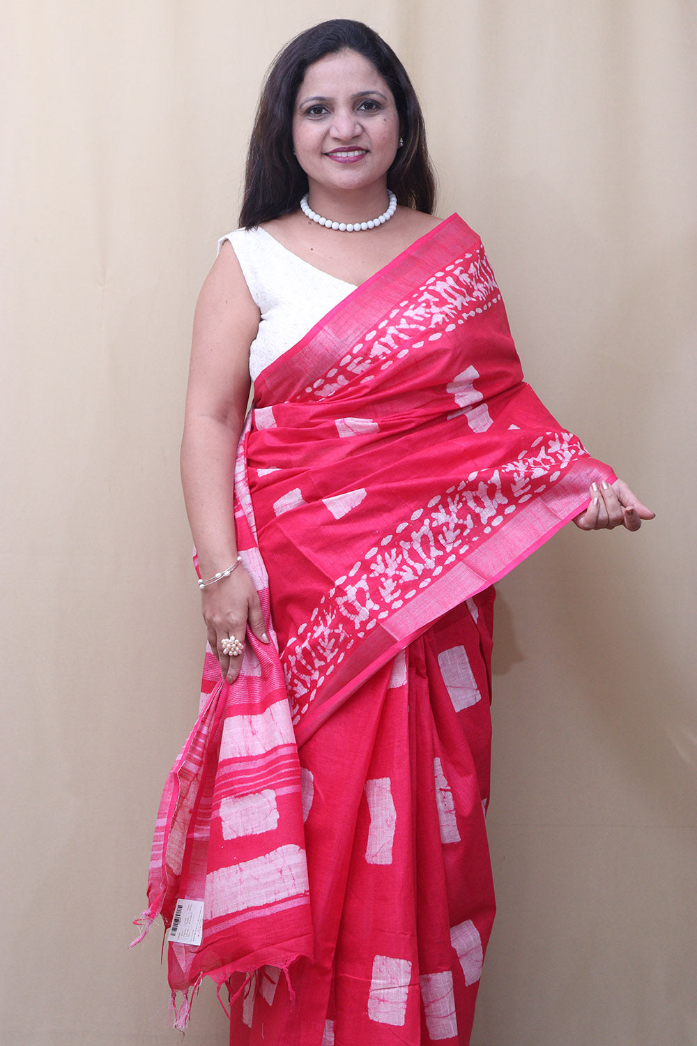 Elegant Pink Bhagalpur Linen Saree - Luxurion World