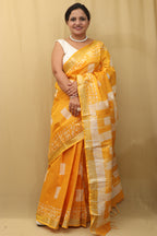 Sunshine Yellow Bhagalpur Linen Saree - Luxurion World