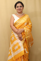 Sunshine Yellow Bhagalpur Linen Saree - Luxurion World