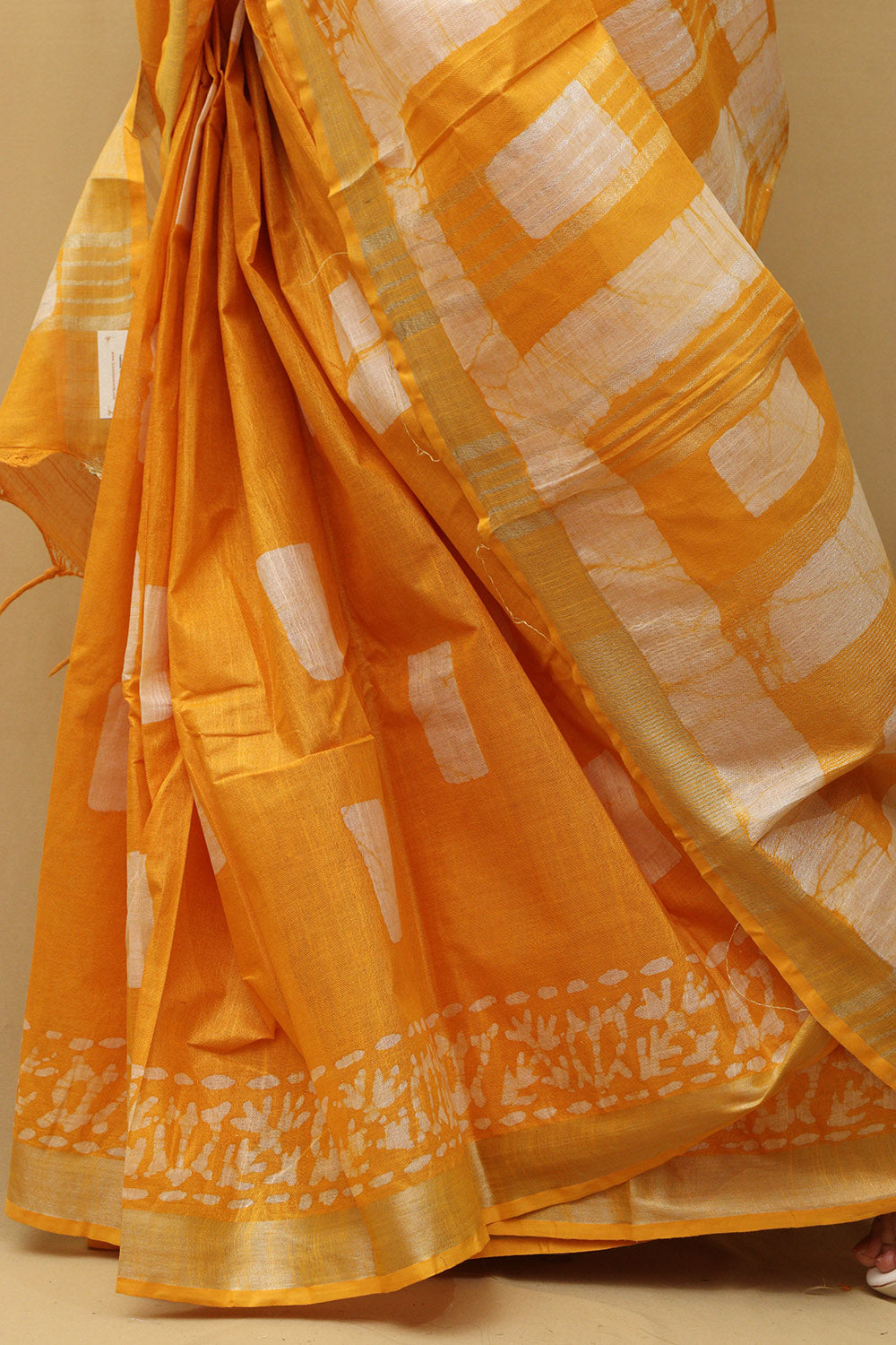 Sunshine Yellow Bhagalpur Linen Saree - Luxurion World