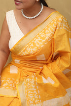 Sunshine Yellow Bhagalpur Linen Saree - Luxurion World