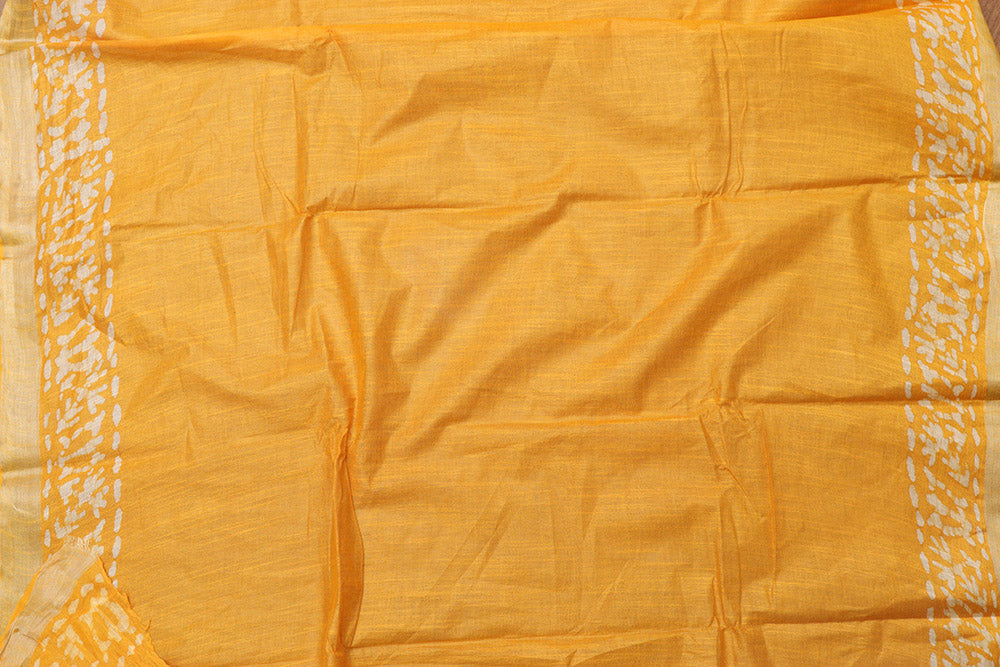 Sunshine Yellow Bhagalpur Linen Saree - Luxurion World