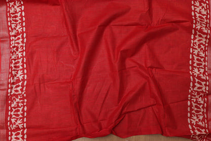 Stunning Red Bhagalpur Linen Saree - Elegant and Timeless - Luxurion World