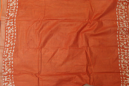 Elegant Bhagalpur Linen Saree in Orange - Luxurion World