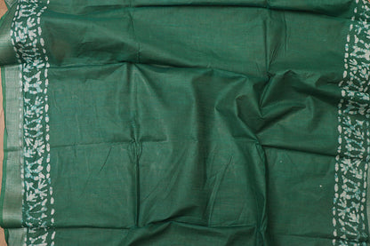 Stunning Green Bhagalpur Linen Saree - Elegant and Timeless - Luxurion World