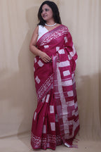 Elegant Pink Bhagalpur Linen Saree - Luxurion World