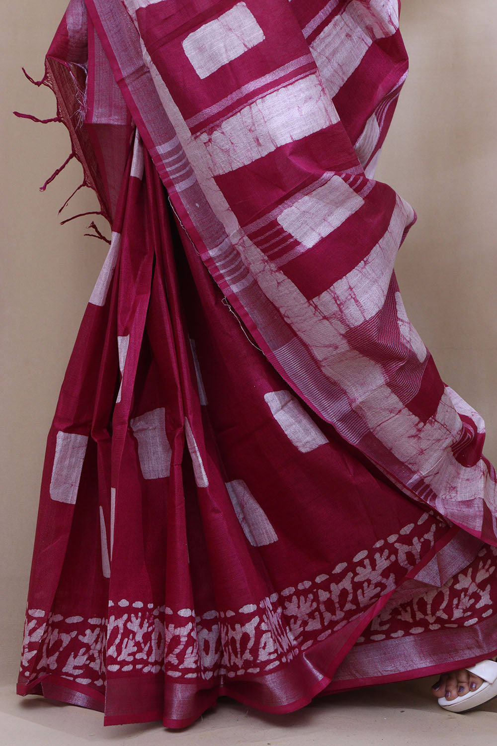 Elegant Pink Bhagalpur Linen Saree - Luxurion World