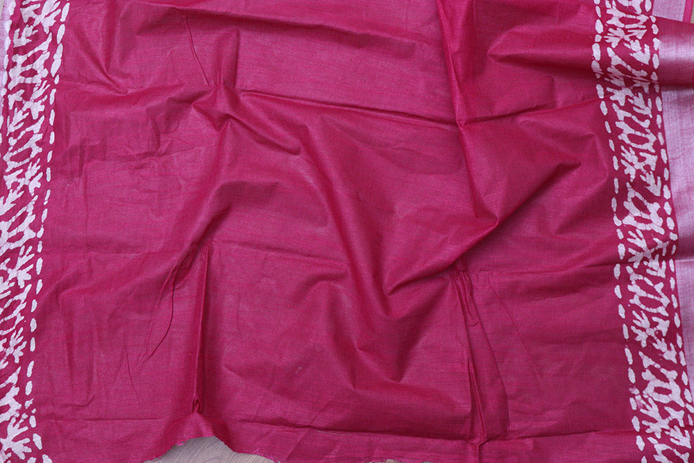 Elegant Pink Bhagalpur Linen Saree - Luxurion World