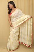 Soft and Elegant Pastel Bhagalpur Linen Cotton Saree - Luxurion World