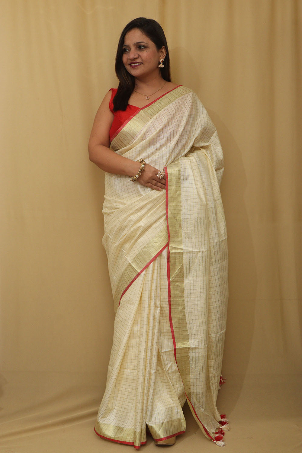 Soft and Elegant Pastel Bhagalpur Linen Cotton Saree - Luxurion World