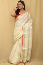 Soft and Elegant Pastel Bhagalpur Linen Cotton Saree - Luxurion World