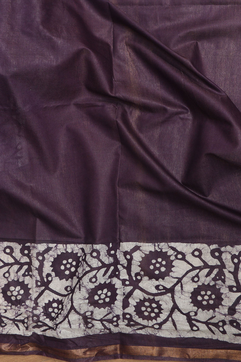 Elegant Purple Bhagalpur Chanderi Silk Batik Printed Saree - Luxurion World