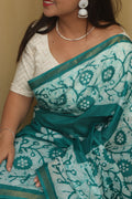 Elegant Green Bhagalpur Chanderi Silk Batik Printed Saree - Luxurion World