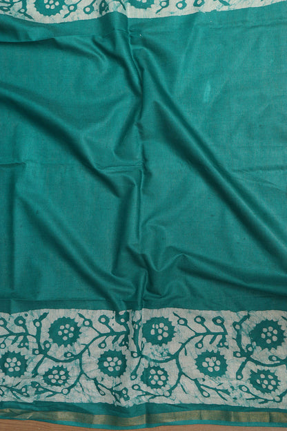Elegant Green Bhagalpur Chanderi Silk Batik Printed Saree - Luxurion World