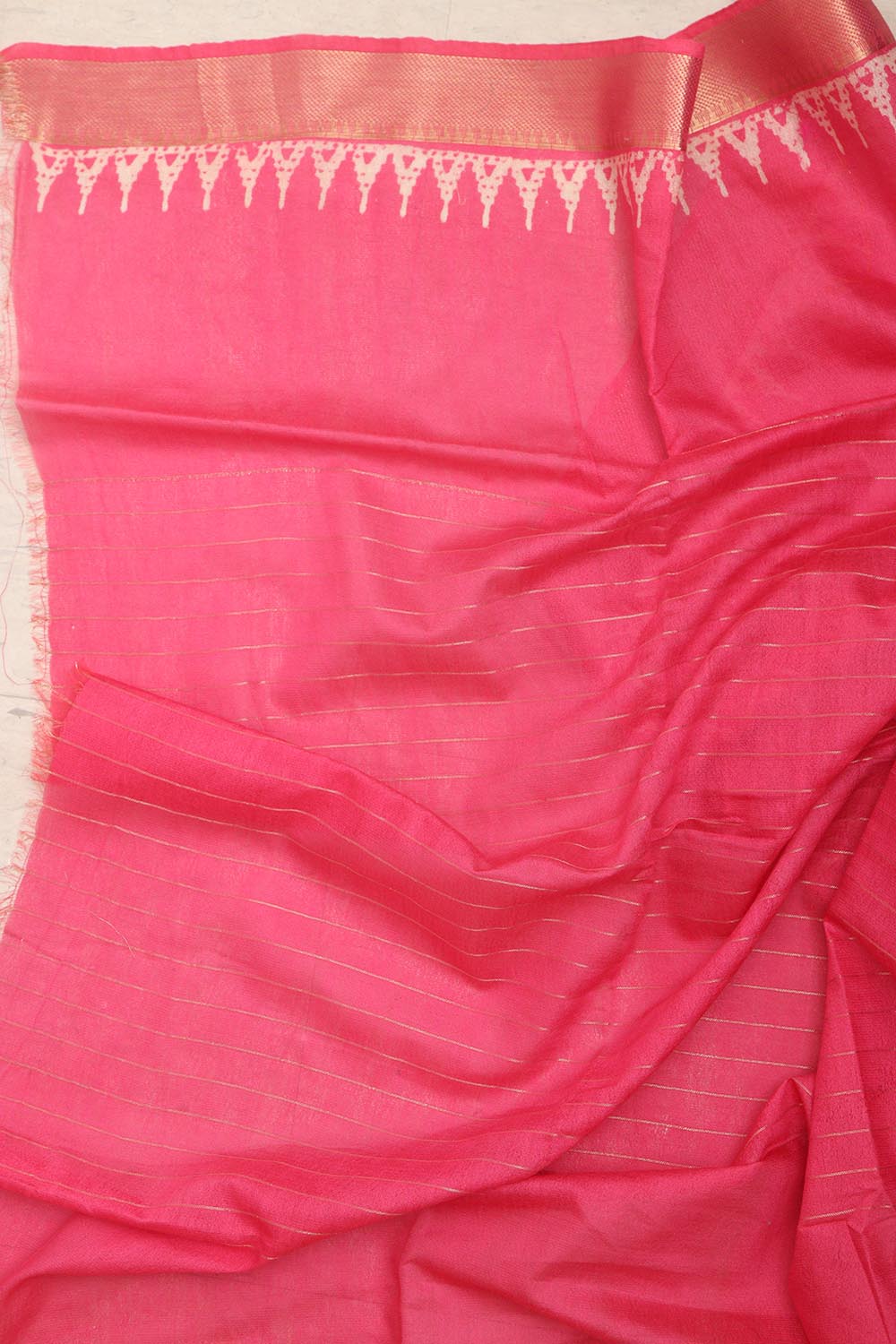 Beautiful Pink Bhagalpur Kota Mangalgiri Silk Discharge Print Design Saree - Luxurion World