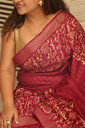 Stunning Pink Purple Bhagalpur Kota Mangalgiri Silk Discharge Print Design Saree - Luxurion World