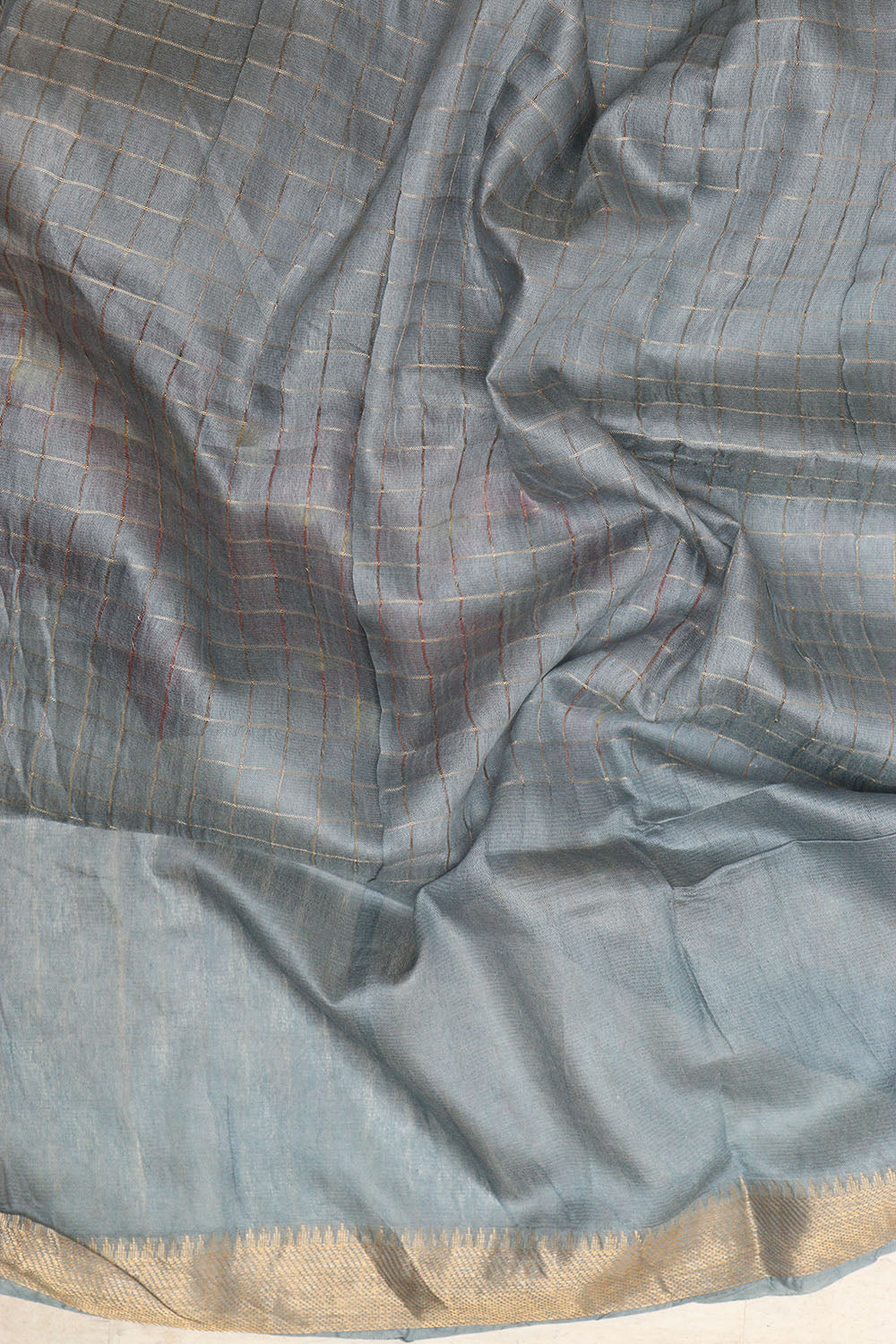 Elegant Grey Bhagalpur Kota Mangalgiri Silk Kalamkari Print Design Saree - Luxurion World